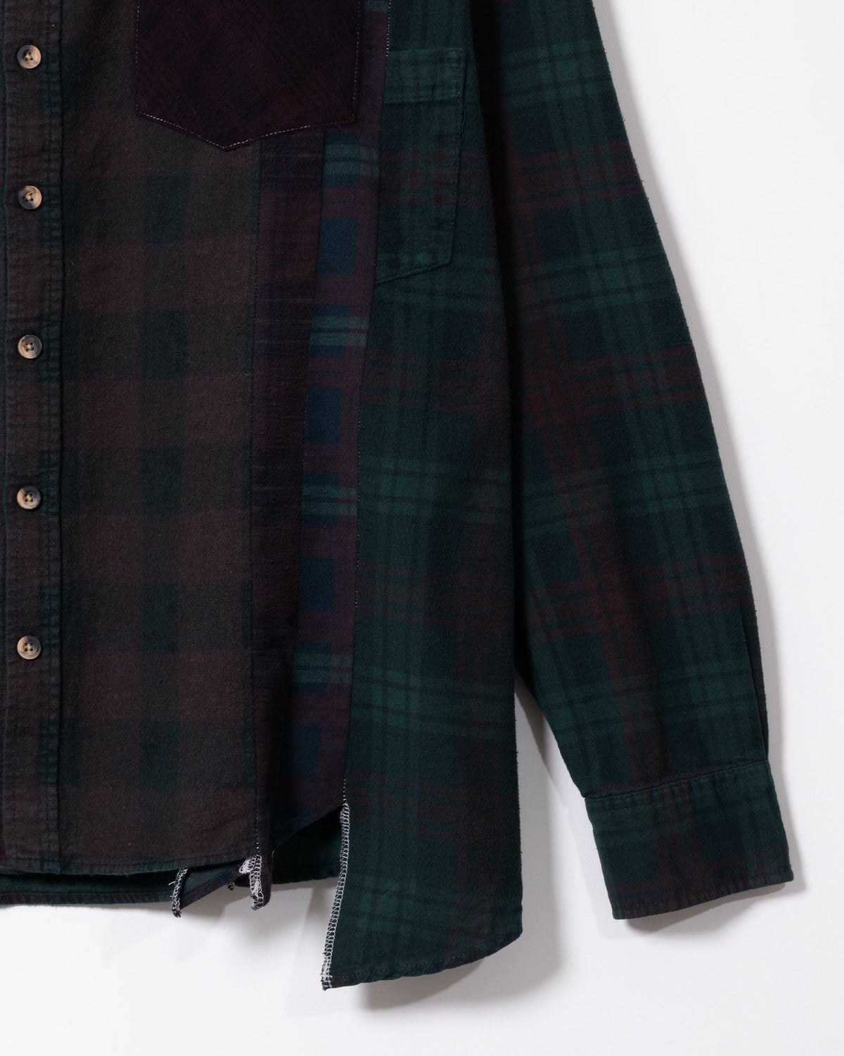FLANNEL SHIRT -> 7 CUTS WIDE SHIRT OVER DYE - DK.GREEN - 2