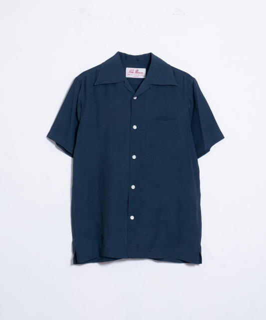 【Aloha Blossom】FOUNDATION SHORT SLEEVE ‐ NAVY / アロハブロッサム 半袖 レーヨン アロハシャツ ネイビー 紺 2025SS 2025春夏 無地 正規取扱店 神奈川 鎌倉 オンラインショップ 通販