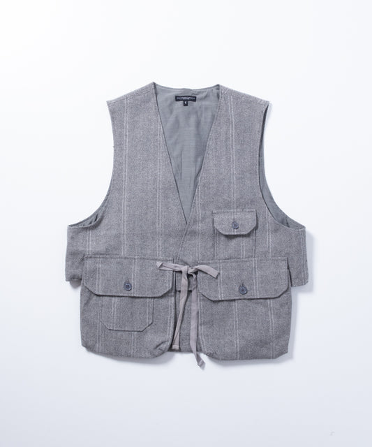 【ENGINEERED GARMENTS】FOWL VEST LT WOOL STRIPED HB - GREY / エンジニアドガーメンツ フォールベスト ライトウール ストライプ ヘリンボーン 2025AW 2025秋冬 正規取扱店 神奈川 鎌倉 オンラインショップ 通販
