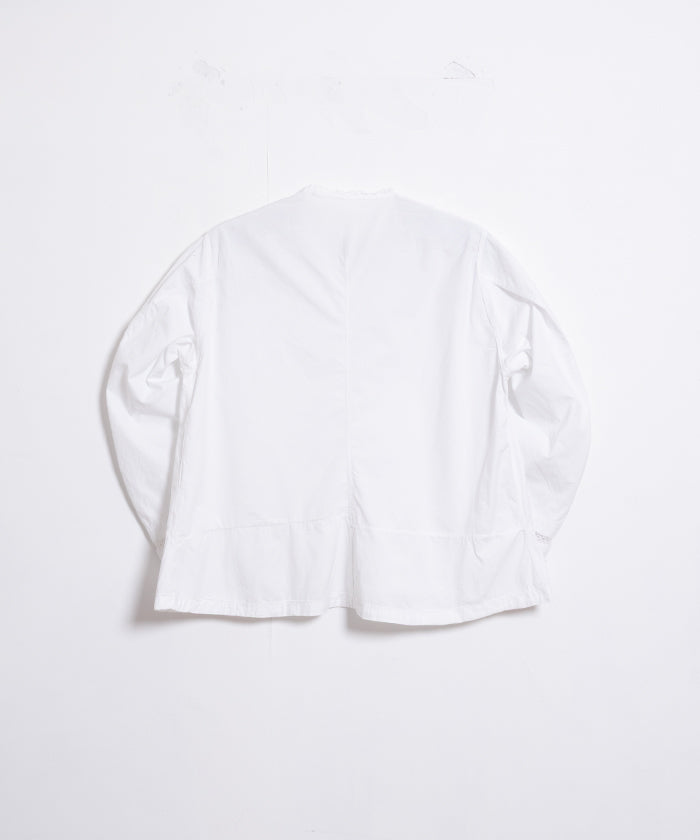 FRENCH ANTIQUE LACE TRIM WHITE COTTON BLOUSE