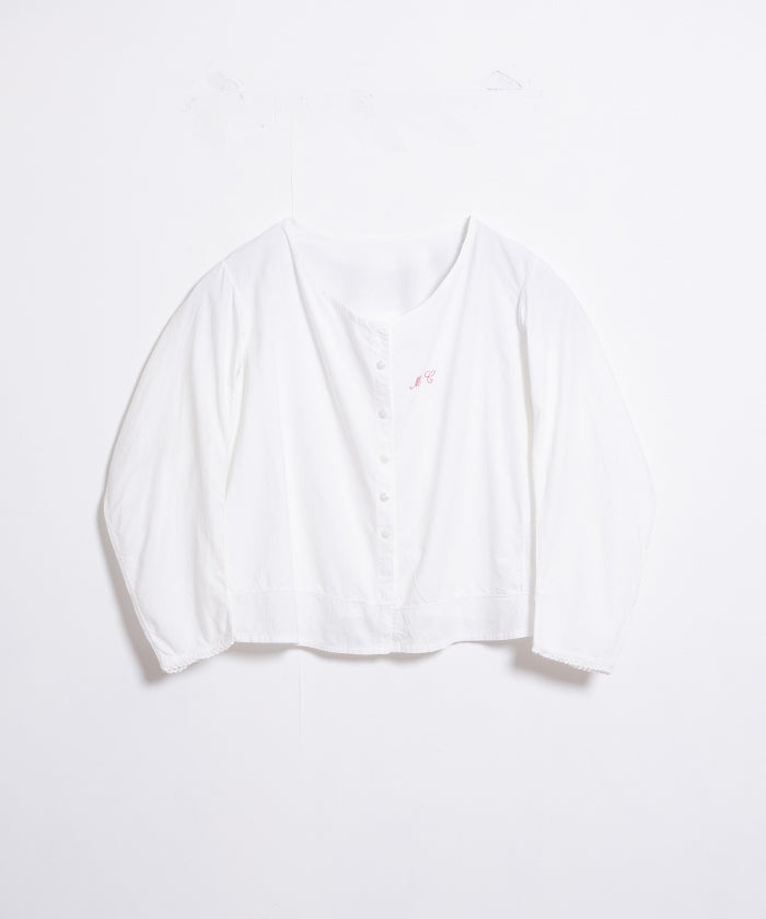 FRENCH ANTIQUE WHITE COTTON BLOUSE