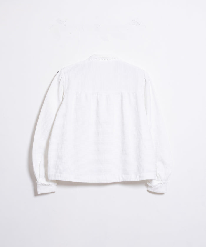 FRENCH ANTIQUE WHITE COTTON WAFFLE BLOUSE