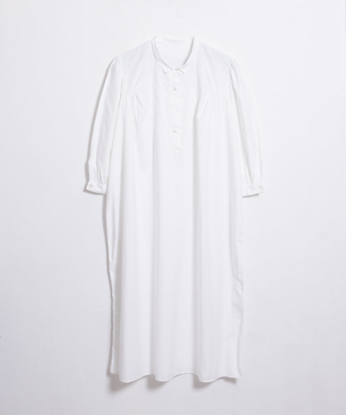 FRENCH VINTAGE EMBROIDERED FLORAL WHITE COTTON NIGHTDRESS