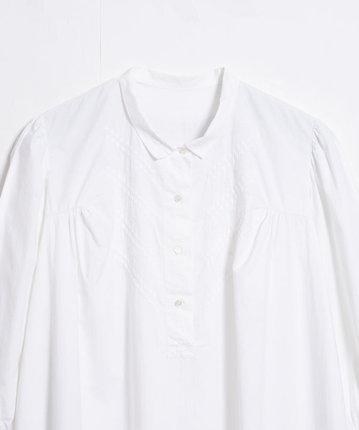 FRENCH VINTAGE EMBROIDERED FLORAL WHITE COTTON NIGHTDRESS