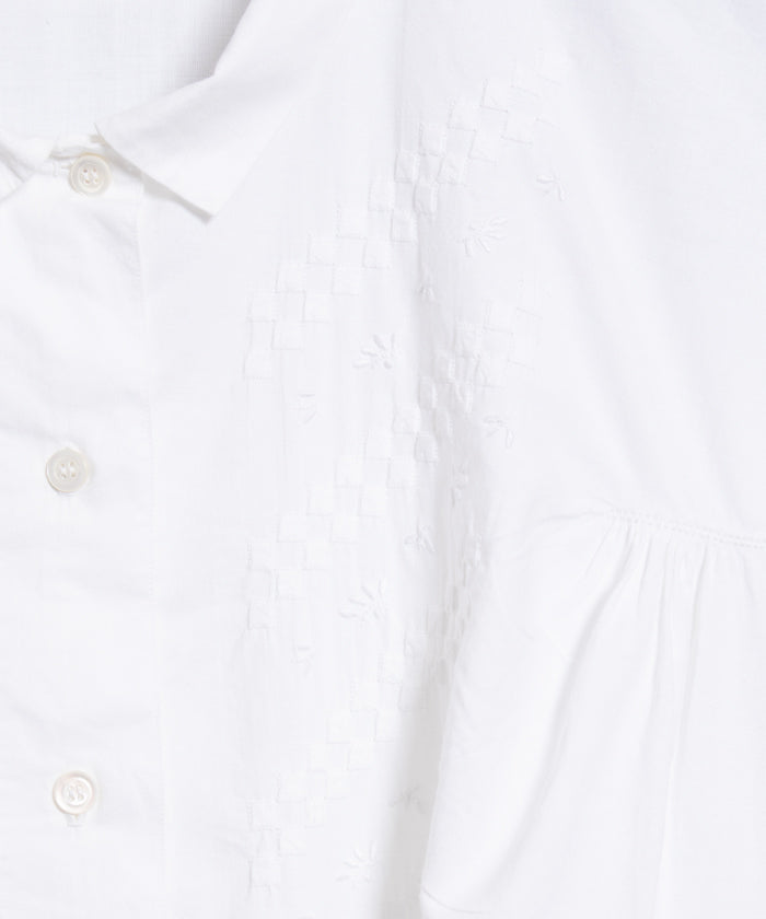 FRENCH VINTAGE EMBROIDERED FLORAL WHITE COTTON NIGHTDRESS