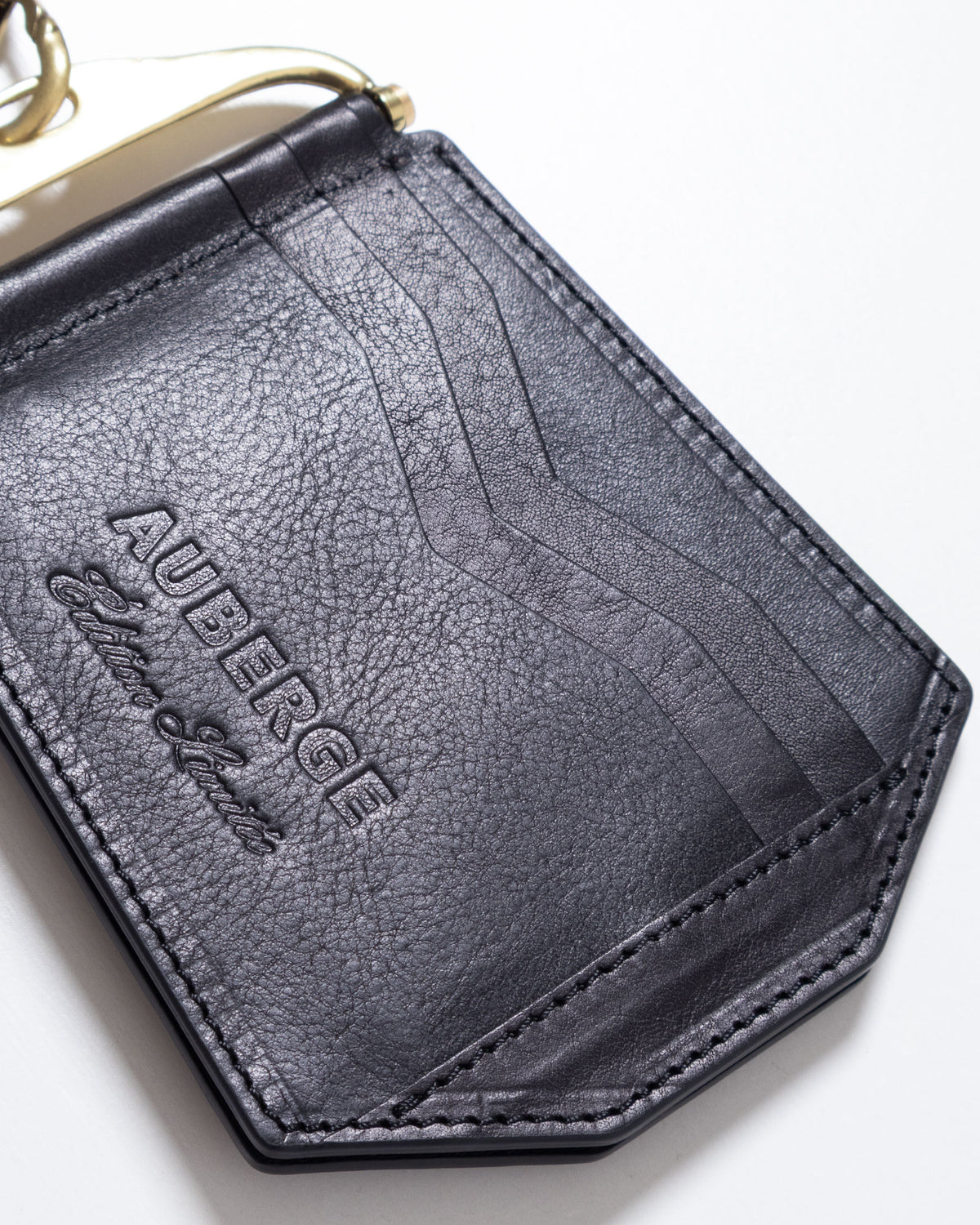 AUBERGE GLAND C D.BROWN×BLACK ネックウォレット カード収納部