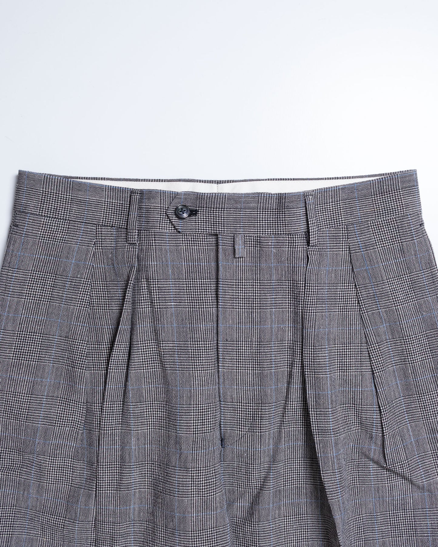 NEAT GLEN CHECK WIDE スラックス ウエスト周り・ベルトループ ディテール