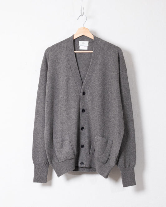 HERILL GOLDENCASH CARDIGAN GRAY カシミヤ Vネックカーディガン 正面全体