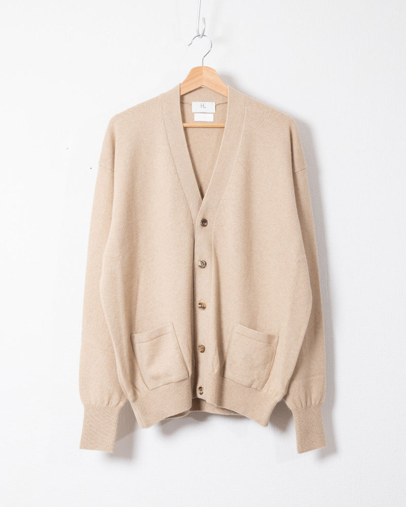 HERILL GOLDENCASH CARDIGAN NATURAL カシミヤ Vネックカーディガン 正面全体
