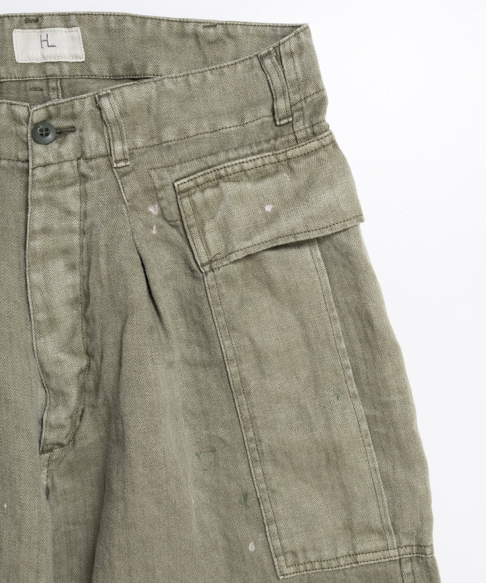 【HERILL】HBT LINEN CARGOPANTS - OLIVE DRAB / ヘリル ヘリンボーンツイル リネン カーゴパンツ 2026ss 2026春夏 正規取扱店 ‐ ARZACH KAMAKURA 神奈川 鎌倉 オンラインショップ 通販