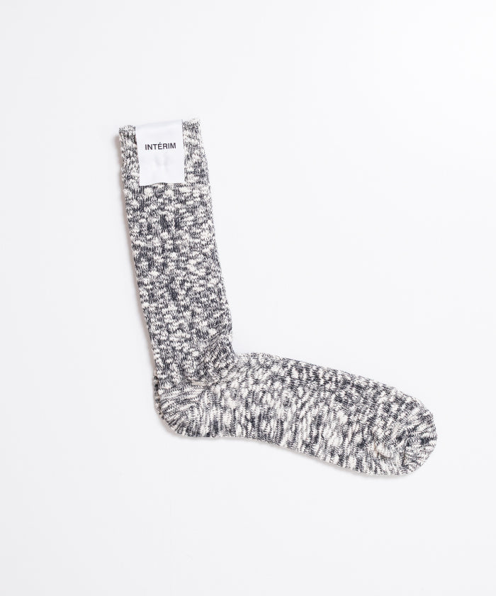 【INTÉRIM】SLUB COTTON HEATHER SOCKS - BLACK / インテリム スラブコットン ヘザーソックス 2026ss 2026春夏 正規取扱店 神奈川 鎌倉 ARZACH KAMAKURA オンラインショップ 通販