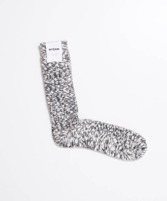 【INTÉRIM】SLUB COTTON HEATHER SOCKS - BLACK / インテリム スラブコットン ヘザーソックス 2026ss 2026春夏 正規取扱店 神奈川 鎌倉 ARZACH KAMAKURA オンラインショップ 通販