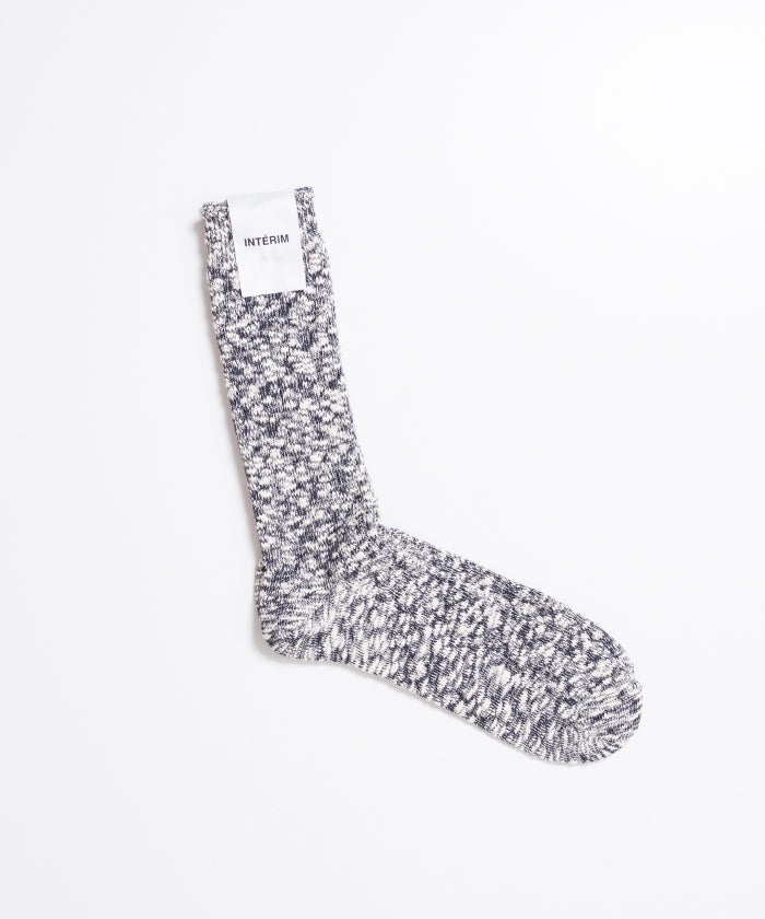 【INTÉRIM】SLUB COTTON HEATHER SOCKS - DARK NAVY / インテリム スラブコットン ヘザーソックス 2026ss 2026春夏 正規取扱店 神奈川 鎌倉 ARZACH KAMAKURA オンラインショップ 通販