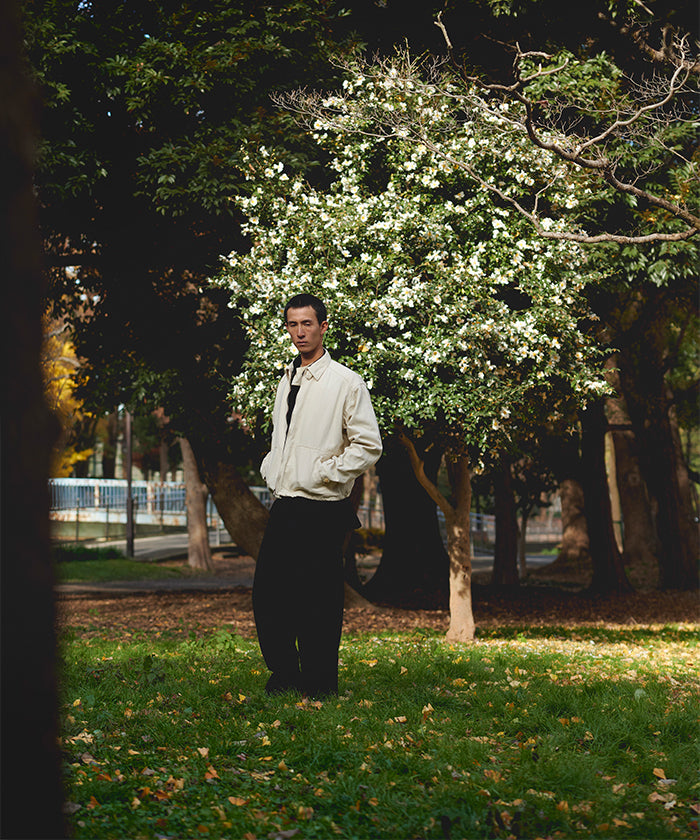 HEMP ORGANIC COTTON HYPER BIG SHORT DRIZZLER JACKET - IVORY - A'r139 Kamakura