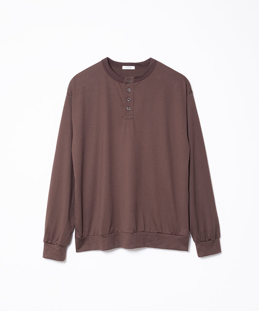HIGH GAUGE SUVIN JERSEY HENRY L/S TEE - BROWN