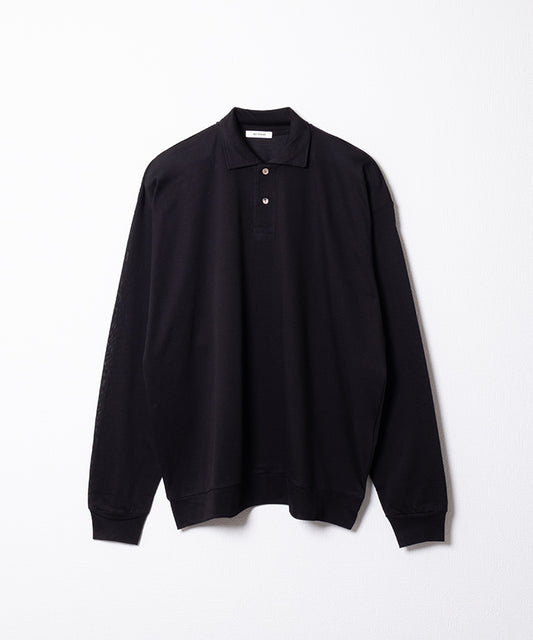 【INTÉRIM】HIGH GAUGE SEA ISLAND PIQUE HYPER BIG LONG POLO SHIRT - BLACK / インテリム ハイゲージ シーアイランド ピケ ハイパービッグ ロングスリーブ ポロ シャツ 2026ss 2026春夏 正規取扱店 神奈川 鎌倉 アルザック鎌倉 オンラインショップ 通販