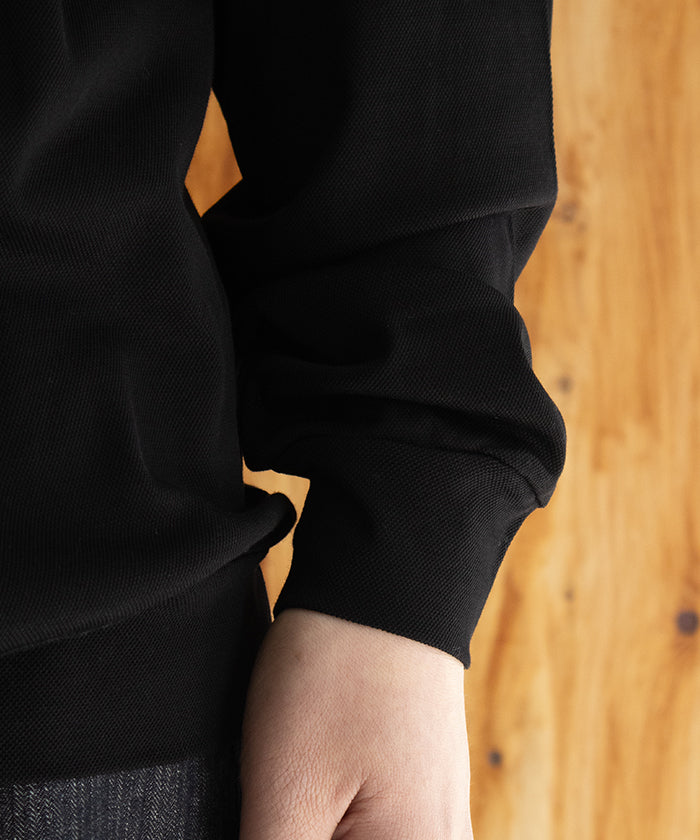 HIGH GAUGE SEA ISLAND PIQUE HYPER BIG LONG POLO SHIRT - BLACK