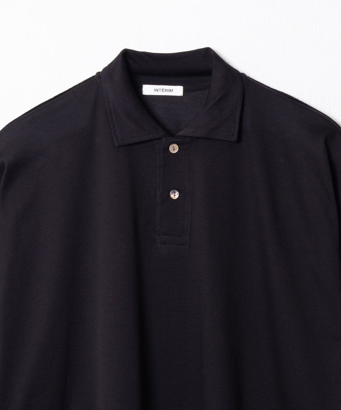 【INTÉRIM】HIGH GAUGE SEA ISLAND PIQUE HYPER BIG LONG POLO SHIRT - BLACK / インテリム ハイゲージ シーアイランド ピケ ハイパービッグ ロングスリーブ ポロ シャツ 2026ss 2026春夏 正規取扱店 神奈川 鎌倉 アルザック鎌倉 オンラインショップ 通販