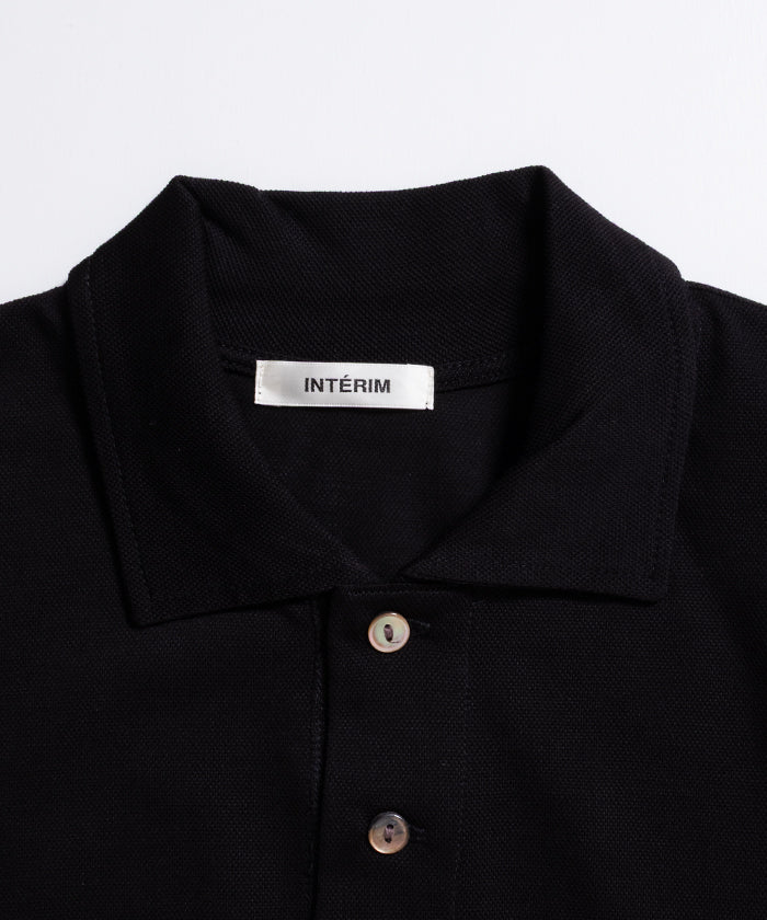 【INTÉRIM】HIGH GAUGE SEA ISLAND PIQUE HYPER BIG LONG POLO SHIRT - BLACK / インテリム ハイゲージ シーアイランド ピケ ハイパービッグ ロングスリーブ ポロ シャツ 2026ss 2026春夏 正規取扱店 神奈川 鎌倉 アルザック鎌倉 オンラインショップ 通販