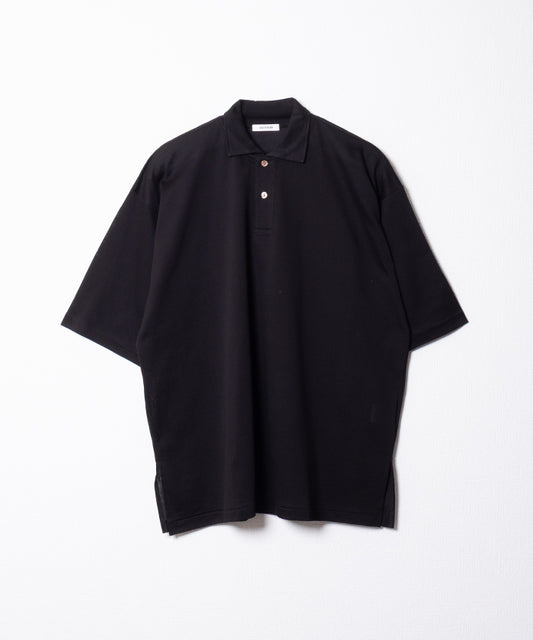 【INTÉRIM】HIGH GAUGE SEA ISLAND PIQUE HYPER BIG POLO SHIRT - BLACK / インテリム ハイゲージ シーアイランド ピケ ハイパービッグ ポロ シャツ 2026ss 2026春夏 正規取扱店 神奈川 鎌倉 ARZACH KAMAKURA オンラインショップ 通販