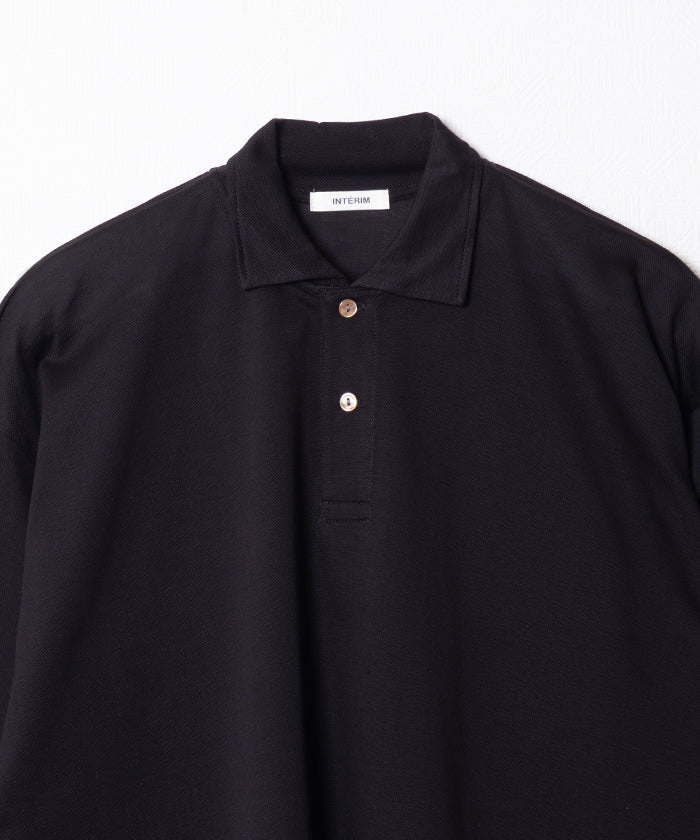 【INTÉRIM】HIGH GAUGE SEA ISLAND PIQUE HYPER BIG POLO SHIRT - BLACK / インテリム ハイゲージ シーアイランド ピケ ハイパービッグ ポロ シャツ 2026ss 2026春夏 正規取扱店 神奈川 鎌倉 ARZACH KAMAKURA オンラインショップ 通販