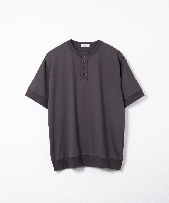 【INTÉRIM】HIGH GAUGE SUVIN JERSEY HENRY OVER S/S TEE - SMOKE BLACK / インテリム ハイゲージ スビン ジャージー ヘンリー オーバー 半袖 Tシャツ 2026ss 2026春夏 正規取扱店 神奈川 鎌倉  アルザック鎌倉 オンラインショップ 通販
