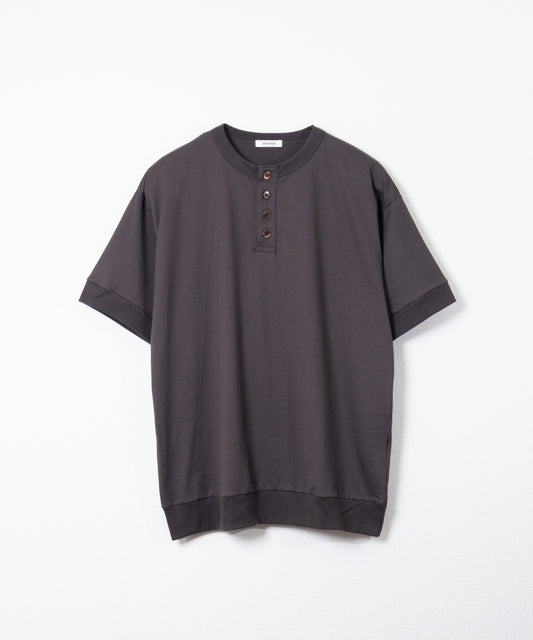 【INTÉRIM】HIGH GAUGE SUVIN JERSEY HENRY OVER S/S TEE - SMOKE BLACK / インテリム ハイゲージ スビン ジャージー ヘンリー オーバー 半袖 Tシャツ 2026ss 2026春夏 正規取扱店 神奈川 鎌倉  アルザック鎌倉 オンラインショップ 通販
