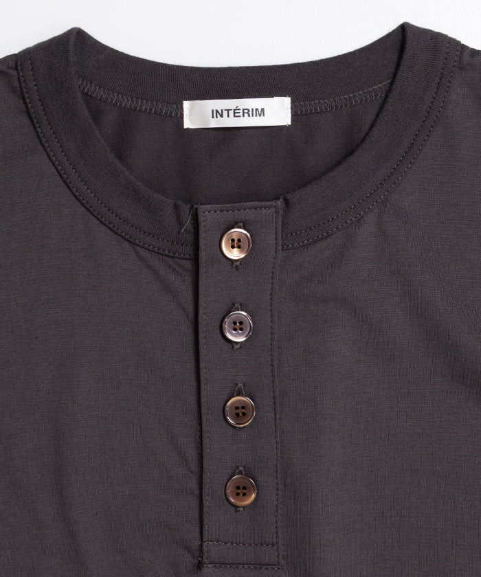 【INTÉRIM】HIGH GAUGE SUVIN JERSEY HENRY OVER S/S TEE - SMOKE BLACK / インテリム ハイゲージ スビン ジャージー ヘンリー オーバー 半袖 Tシャツ 2026ss 2026春夏 正規取扱店 神奈川 鎌倉  アルザック鎌倉 オンラインショップ 通販