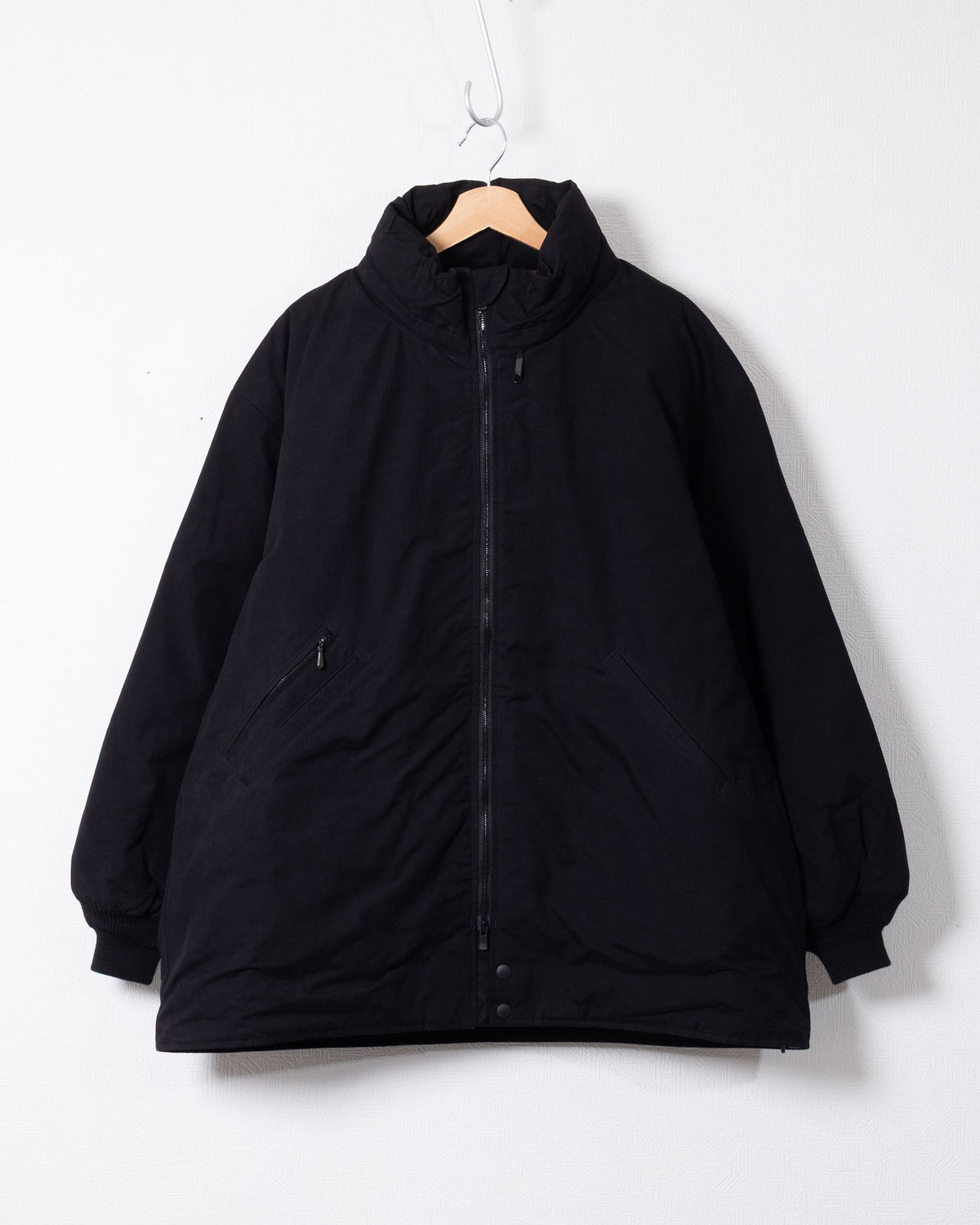 Needles HOODED DOWN SUR COAT WAXED HIGH DENSITY BLACK フロント全体