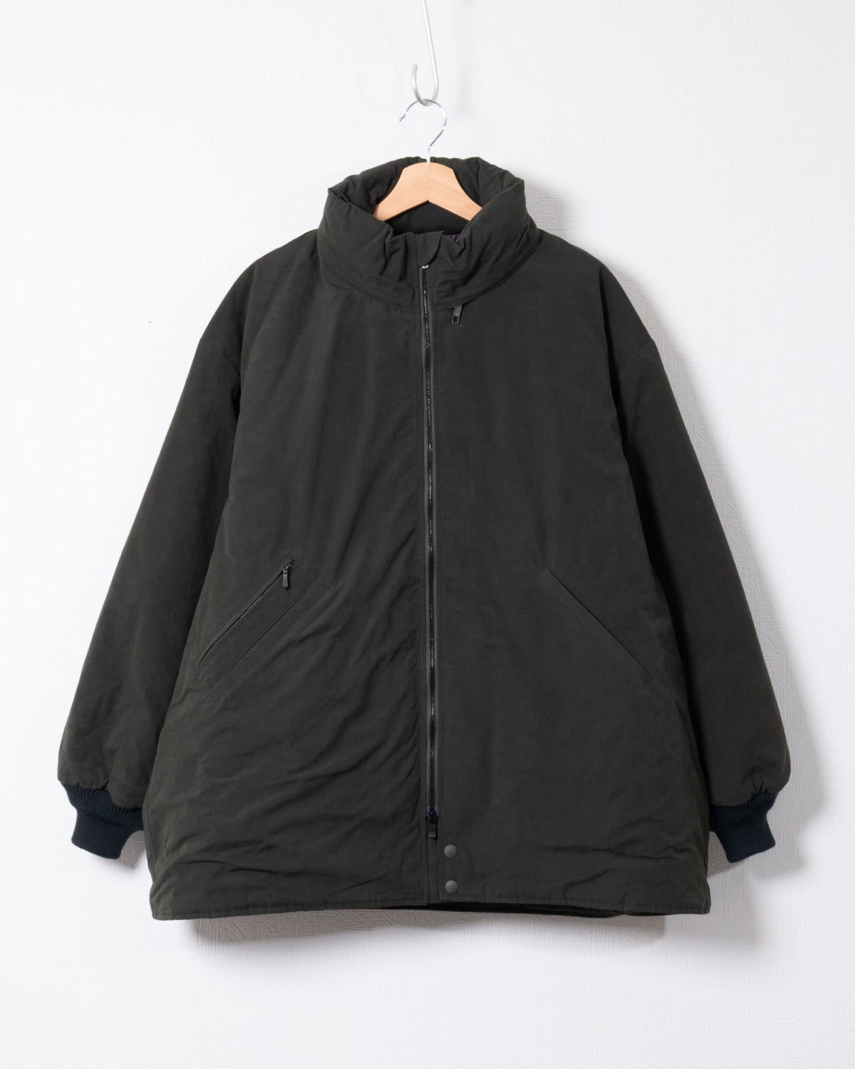 Needles HOODED DOWN SUR COAT WAXED HIGH DENSITY GREEN フロント全体