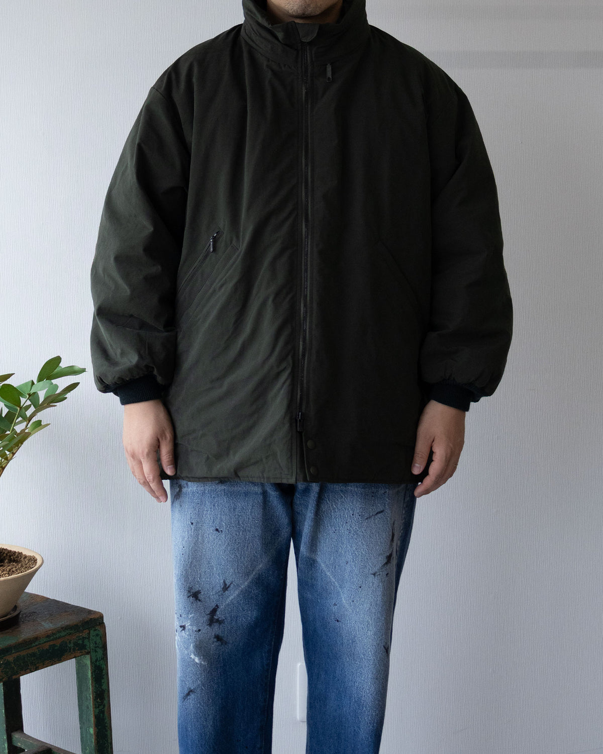 HOODED DOWN SUR COAT WAXED HIGH DENSITY - GREEN