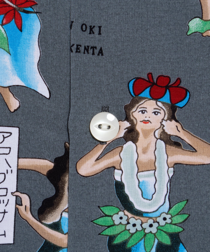 【Aloha Blossom】HULA GIRL SHORT SLEEVE - GREY / アロハブロッサム フラガール レーヨンシャツ アロハシャツ 2025SS 2025春夏 正規取扱店 神奈川 鎌倉 オンラインショップ 通販