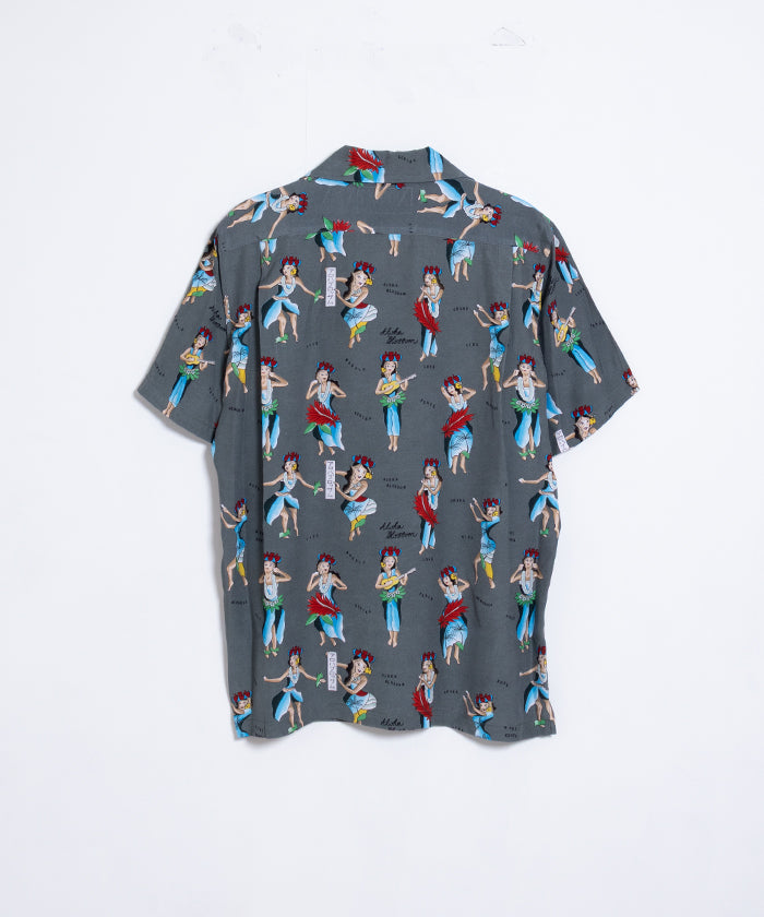 【Aloha Blossom】HULA GIRL SHORT SLEEVE - GREY / アロハブロッサム フラガール レーヨンシャツ アロハシャツ 2025SS 2025春夏 正規取扱店 神奈川 鎌倉 オンラインショップ 通販