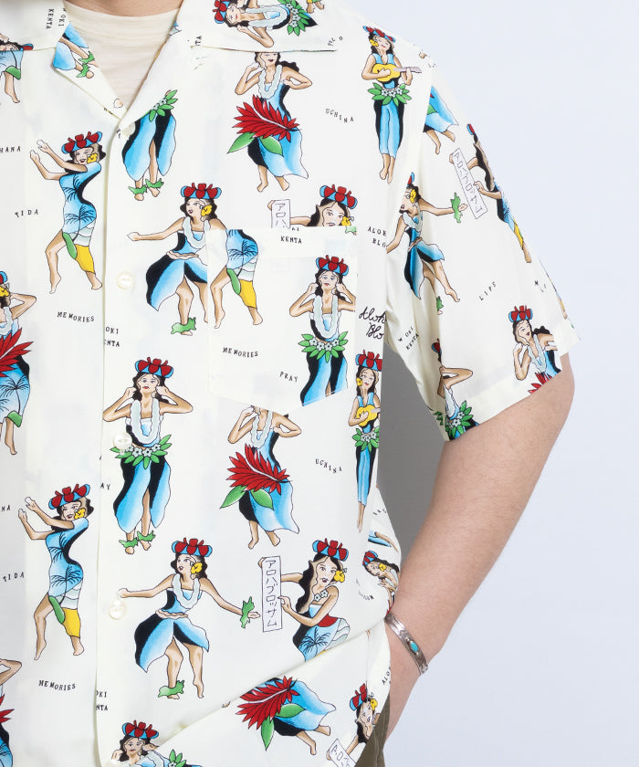 【Aloha Blossom】HULA GIRL SHORT SLEEVE - NATURAL / アロハブロッサム フラガール レーヨンシャツ アロハシャツ 2025SS 2025春夏 正規取扱店 神奈川 鎌倉 オンラインショップ 通販