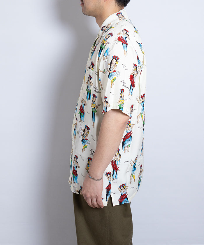 【Aloha Blossom】HULA GIRL SHORT SLEEVE - NATURAL / アロハブロッサム フラガール レーヨンシャツ アロハシャツ 2025SS 2025春夏 正規取扱店 神奈川 鎌倉 オンラインショップ 通販