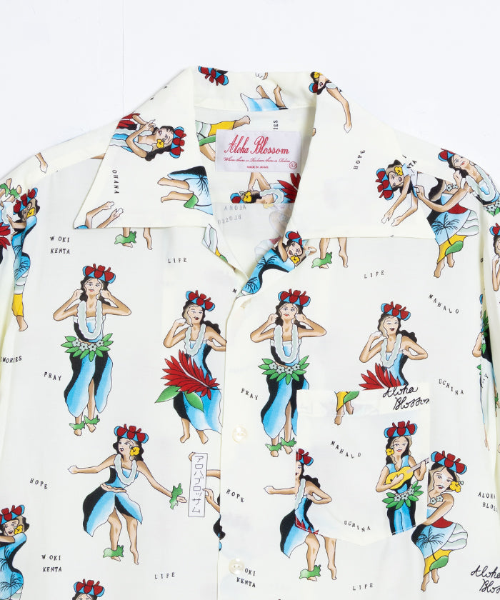 【Aloha Blossom】HULA GIRL SHORT SLEEVE - NATURAL / アロハブロッサム フラガール レーヨンシャツ アロハシャツ 2025SS 2025春夏 正規取扱店 神奈川 鎌倉 オンラインショップ 通販