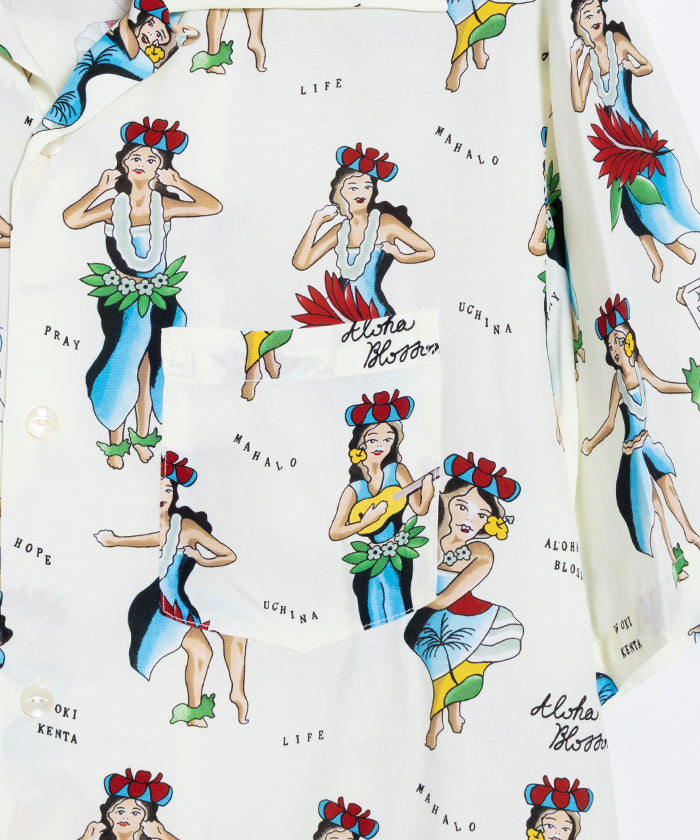 【Aloha Blossom】HULA GIRL SHORT SLEEVE - NATURAL / アロハブロッサム フラガール レーヨンシャツ アロハシャツ 2025SS 2025春夏 正規取扱店 神奈川 鎌倉 オンラインショップ 通販