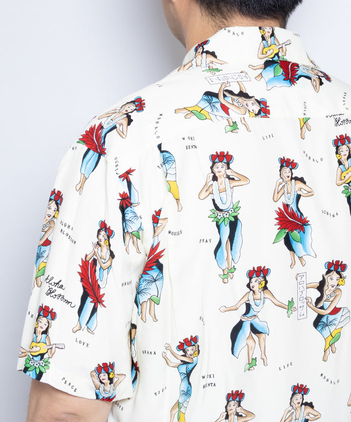 【Aloha Blossom】HULA GIRL SHORT SLEEVE - NATURAL / アロハブロッサム フラガール レーヨンシャツ アロハシャツ 2025SS 2025春夏 正規取扱店 神奈川 鎌倉 オンラインショップ 通販