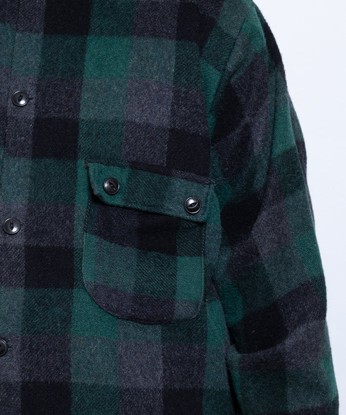 1950's HUMPHREY WOOL CHECK SHIRT / ハンフリー ウール チェック シャツ ヴィンテージ ビンテージ 古着 バッファローチェック ヘビーウール カナダ製 通販 オンラインショップ 神奈川 鎌倉 猫目ボタン