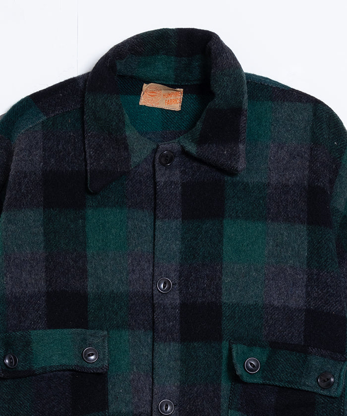 1950's HUMPHREY WOOL CHECK SHIRT / ハンフリー ウール チェック シャツ ヴィンテージ ビンテージ 古着 バッファローチェック ヘビーウール カナダ製 通販 オンラインショップ 神奈川 鎌倉 猫目ボタン