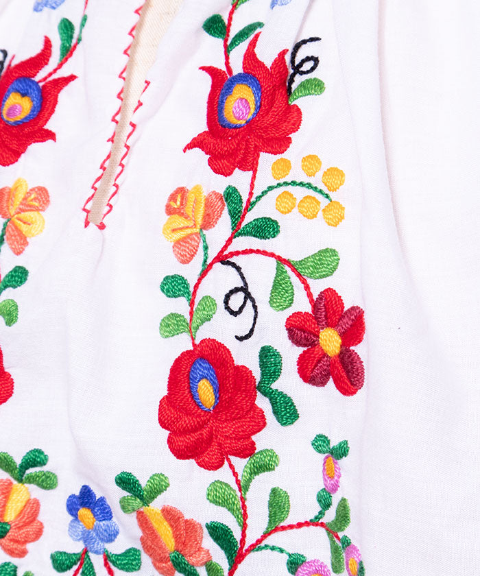 VINTAGE HUNGARIAN EMBROIDERED SHORT SLEEVE BLOUSE - 1 - A'r139 Kamakura