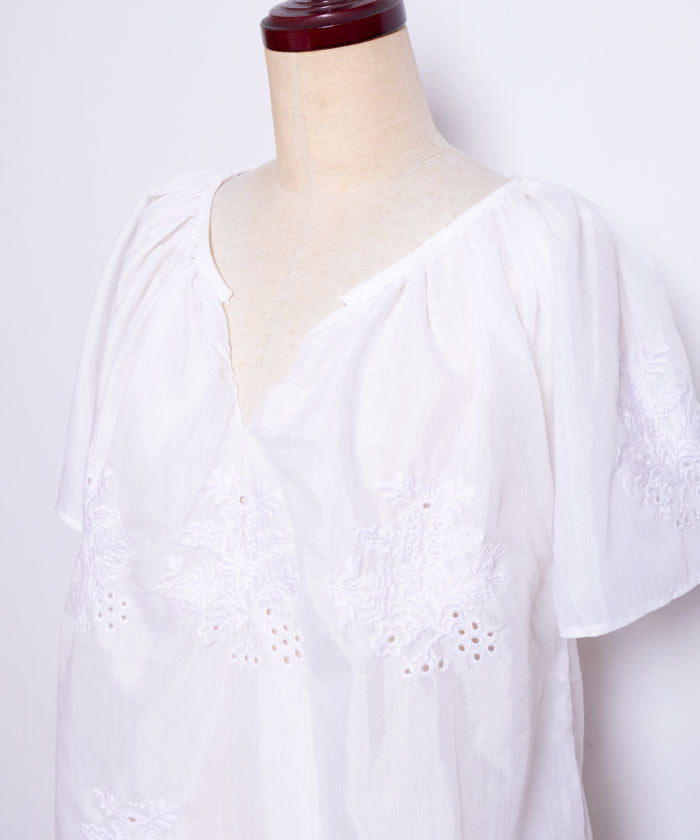 VINTAGE HUNGARIAN EMBROIDERED SHORT SLEEVE BLOUSE - 3