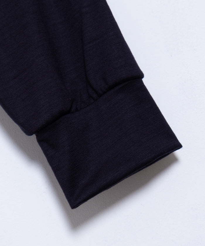 【INTÉRIM】HYPER BIG EXTRA FINE MERINO WOOL JERSEY LONG POLO SHIRT - D.NAVY / インテリム ハイパービッグ エクストラファインメリノウール ジャージー 長袖ポロシャツ ダーク ネイビー 2025SS 正規取扱店 神奈川 鎌倉 通販 オンラインショップ