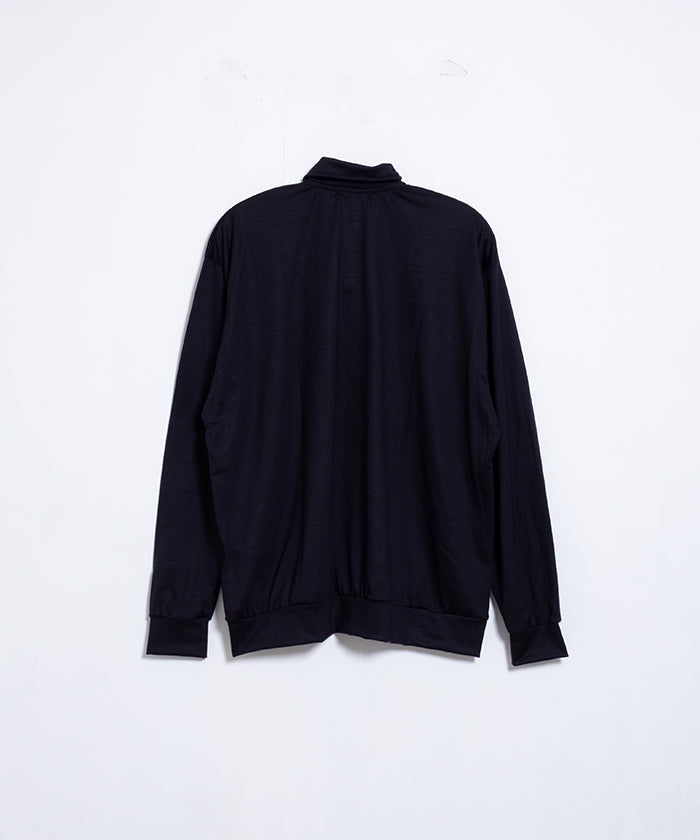 【INTÉRIM】HYPER BIG EXTRA FINE MERINO WOOL JERSEY LONG POLO SHIRT - D.NAVY / インテリム ハイパービッグ エクストラファインメリノウール ジャージー 長袖ポロシャツ ダーク ネイビー 2025SS 正規取扱店 神奈川 鎌倉 通販 オンラインショップ