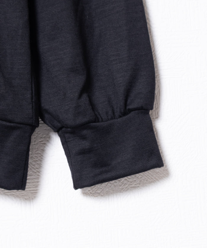 EXTRA FINE MERINO WOOL JERSEY HYPER BIG LONG POLO SHIRT - BLACK