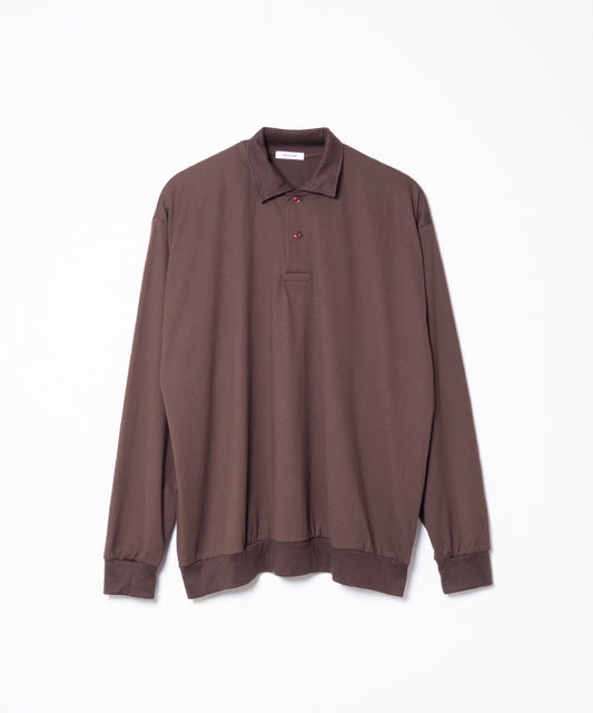 HIGH GAUGE SUVIN JERSEY HYPER BIG LONG POLO SHIRT - BROWN