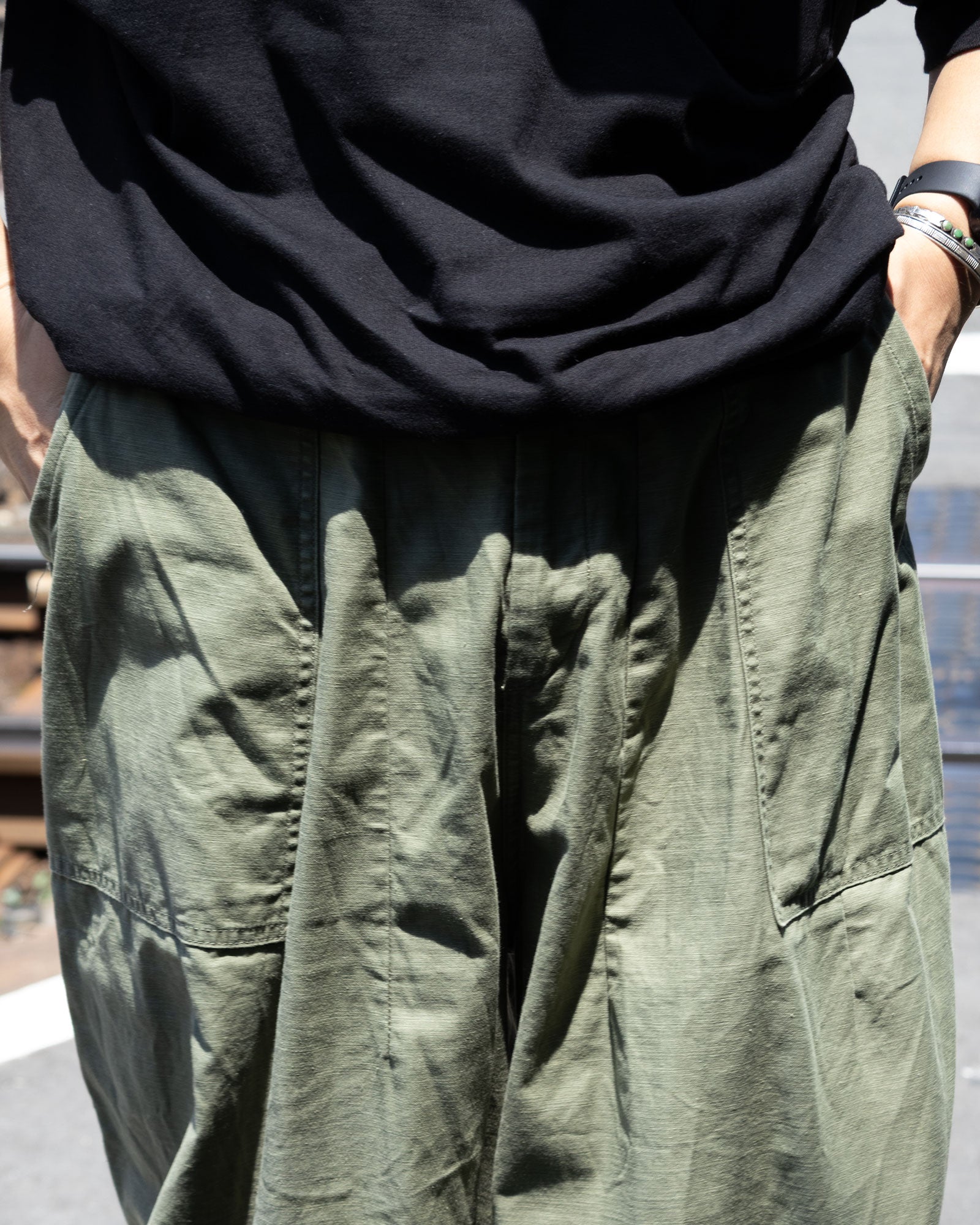 NEEDLES H.D. PANT FATIGUE OLIVE 正面全体