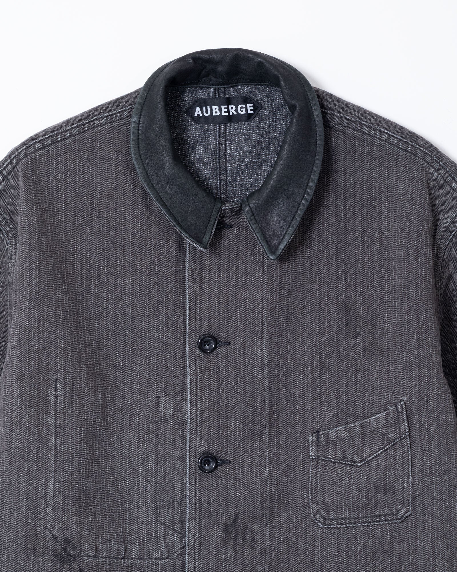 AUBERGE オーベルジュ JOSE ホセ FADED CHARCOAL フェイデッドチャコール カバーオール フレンチヘリンボン ウォッシャブルレザー 着用 ARZACH KAMAKURA 鎌倉