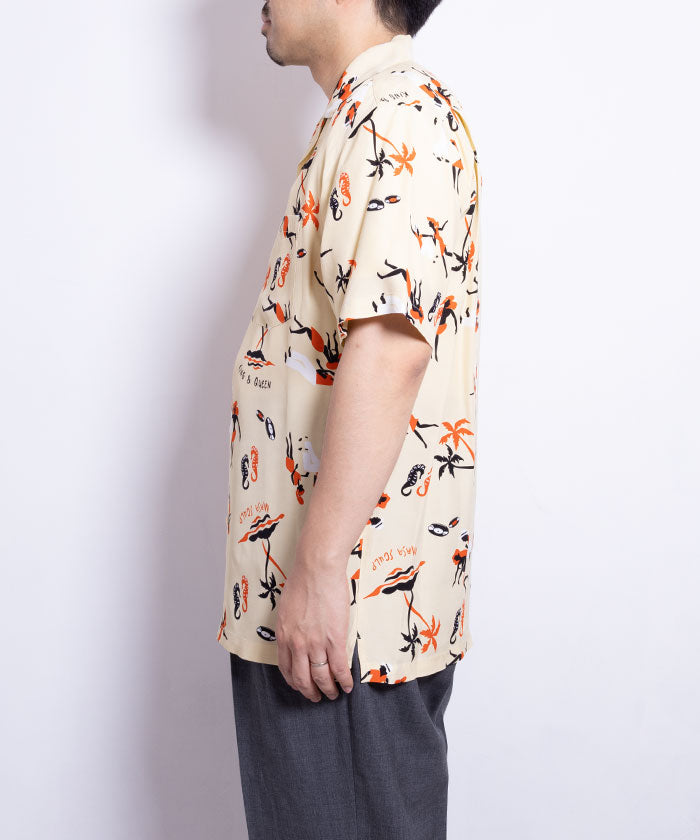 【Aloha Blossom】KING&QUEEN SHORT SLEEVE / アロハブロッサム キング&クイーン レーヨン アロハシャツ