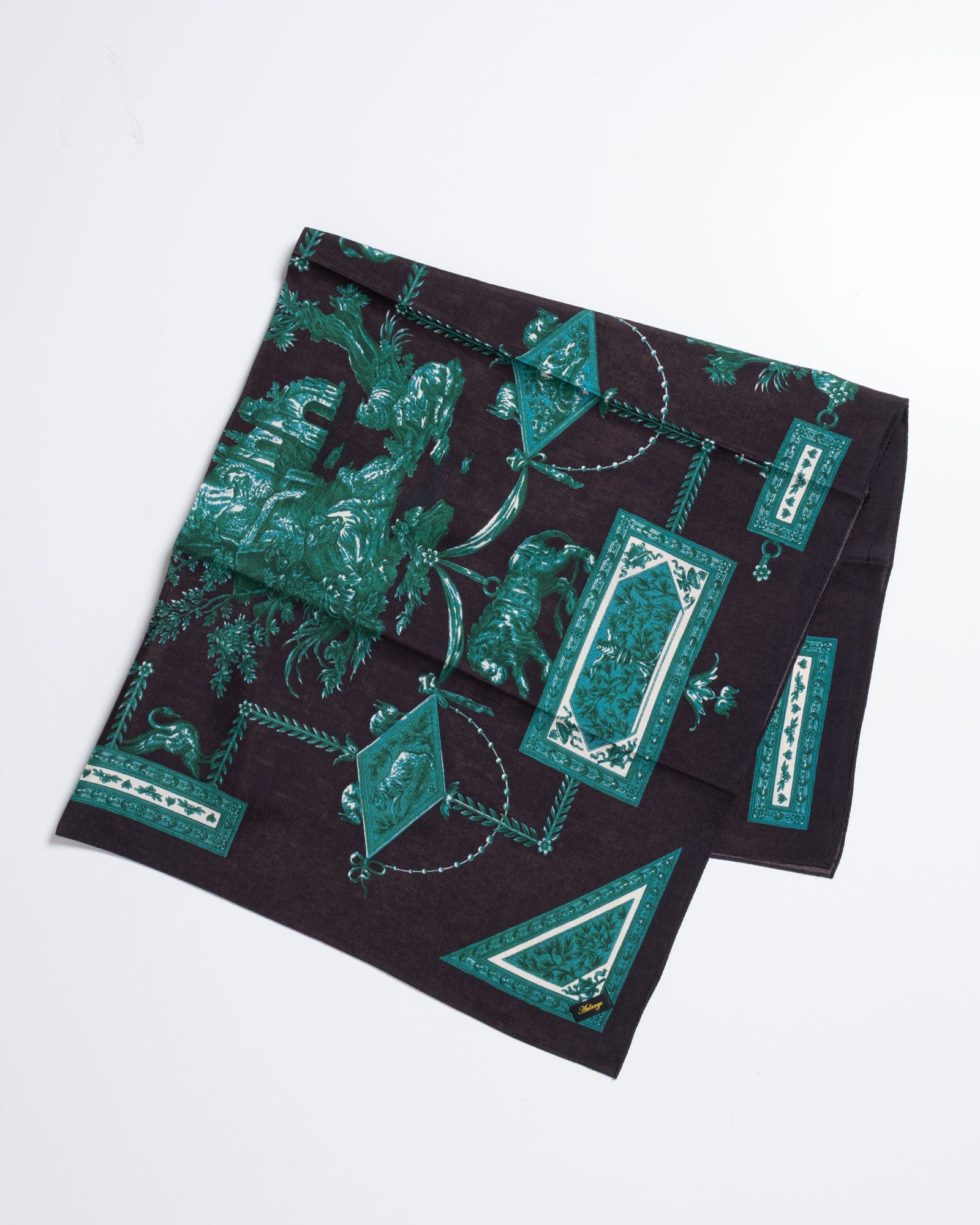 【AUBERGE】LOUVRE - BLACK × VIRIDIAN GREEN | オーベルジュ ルーブル シルクスカーフ 2026fw 2026秋冬 正規取扱店 神奈川 鎌倉 ARZACH KAMAKURA オンラインショップ 通販